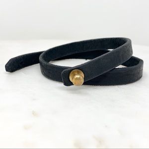 Magnolia Market Leather Wrap Bracelet in Black